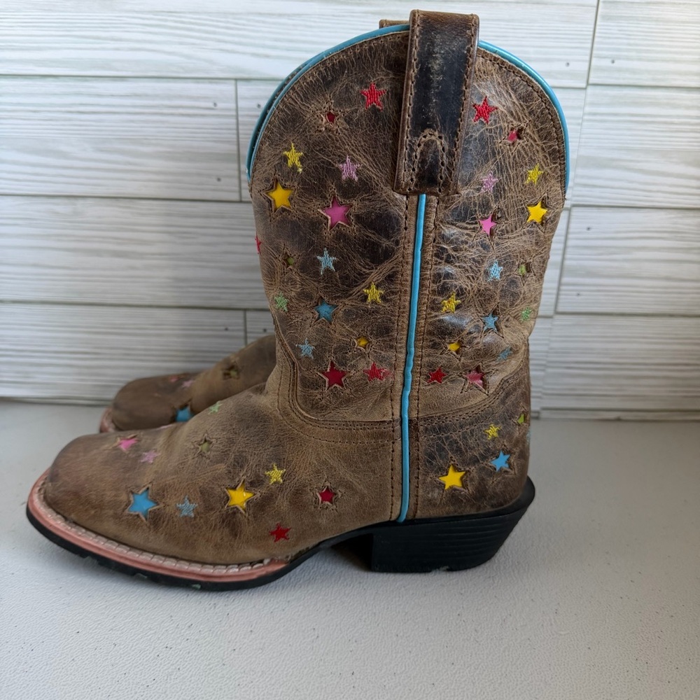Dan Post girls leather cowgirl stars  boots